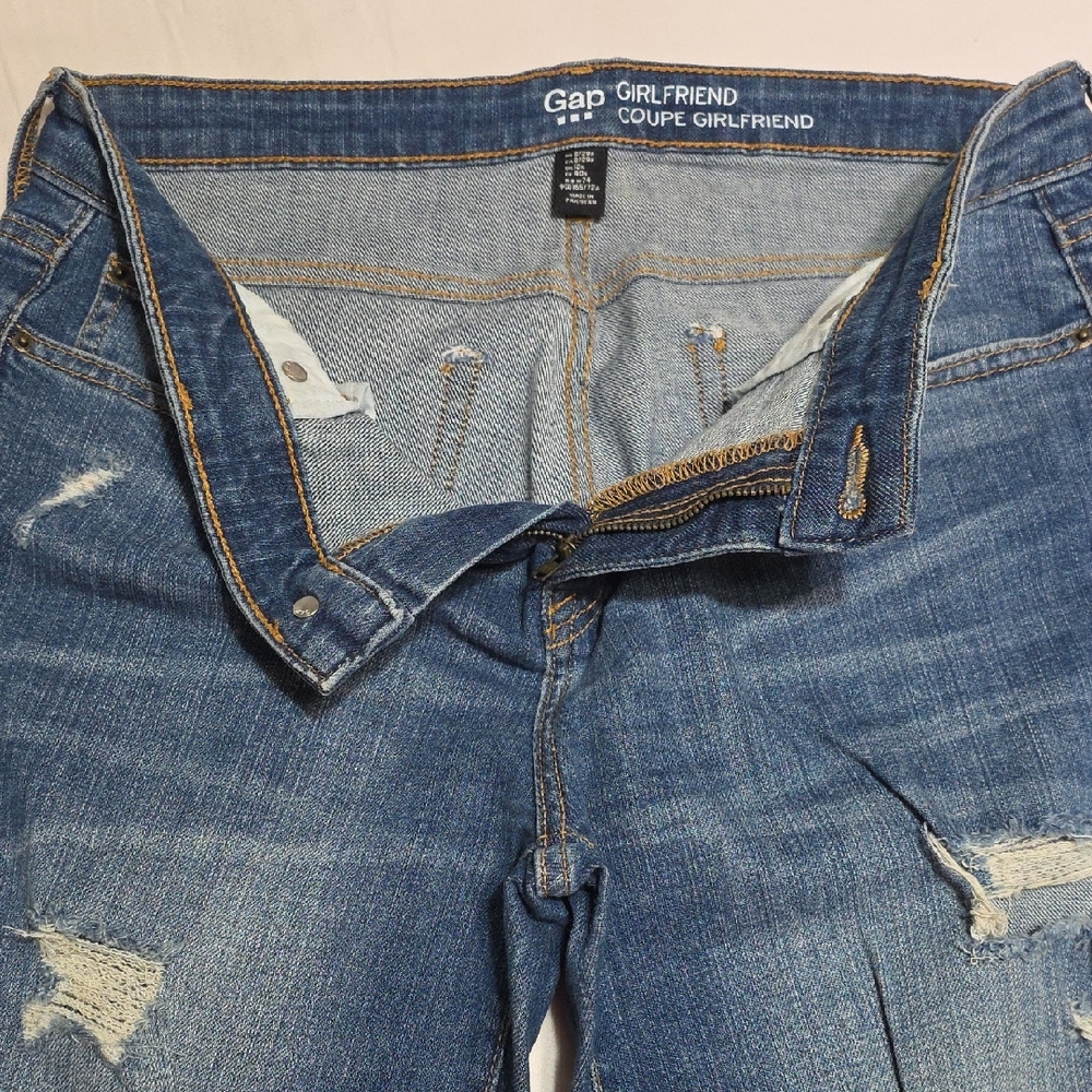 GAP Girlfriend Ripped Blue Denim Jeans